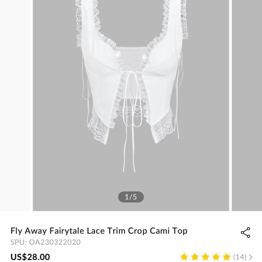 NWT Commense White Lace Trim Top/Vest